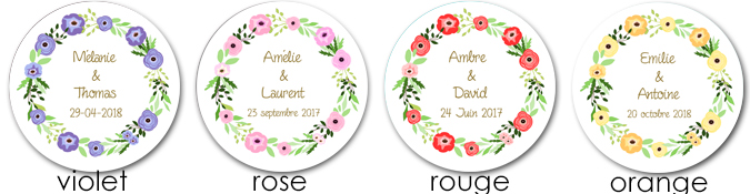 Sticker couronne de fleurs rond