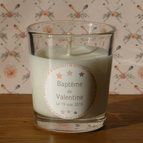 Bougie Remerciement Baptême Rose