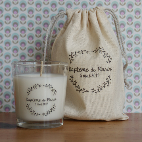 bougie parfumée avec pochon assorti (1)